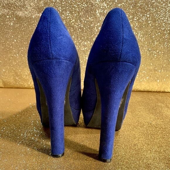 Blue Suede 5.5” Heels Size 7 by Charlotte Russe - Picture 3 of 4